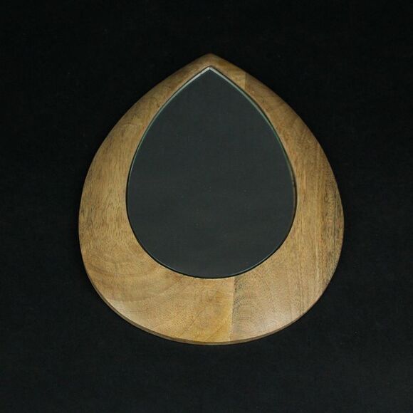 11 Inch Wood Frame Teardrop Decorative Wall Mirror Home Hanging Bathroom Decor - Picture 5 of 5